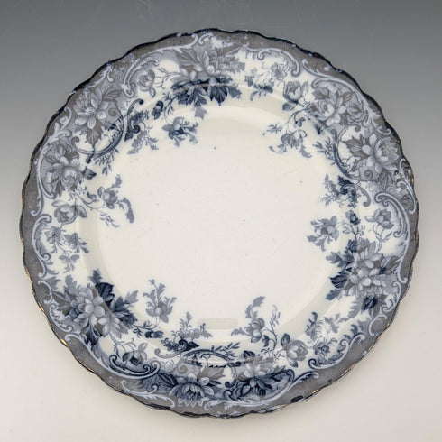 Pair of antique British Burlington pattern semi-porcelain dinner plates by Wedgwood & Co.