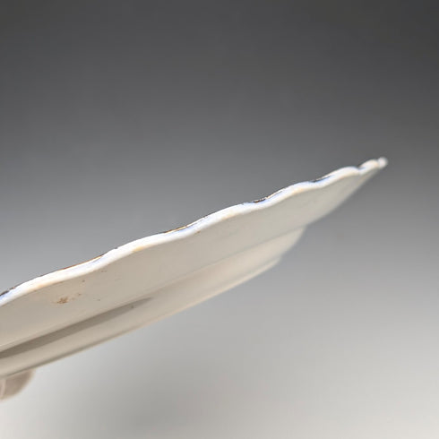 Pair of antique British Burlington pattern semi-porcelain dinner plates by Wedgwood & Co.