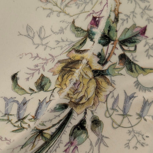 French Antique Japonism Design Hard Ceramic Soup Plate Pair ①