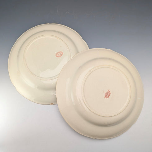 French Antique Japonism Design Hard Ceramic Soup Plate Pair ①