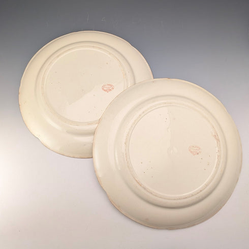 French Antique Japonism Design Hard Ceramic Dinner Plate Pair ②