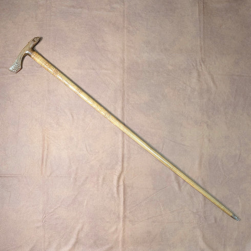 復古雕花棕色杖身鷹頭手柄手杖,90厘米