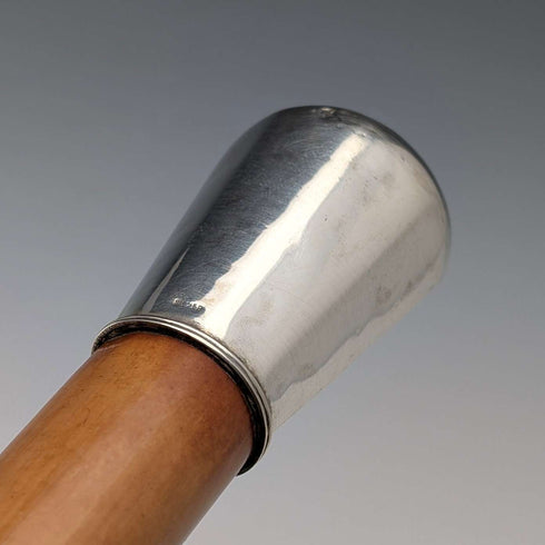 Antique Malacca Shaft Sterling Silver Rondelle Handle Walking Stick 87cm