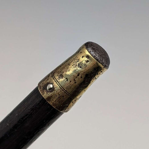 1904年英國古董黑軸牛角手柄純銀裝飾手杖,長90厘米