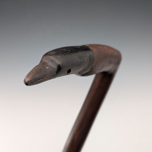 復古雕花棕色杖身蒼鷺頭手柄手杖,91厘米