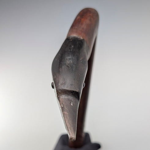 復古雕花棕色杖身蒼鷺頭手柄手杖,91厘米