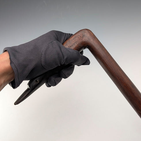 復古雕花棕色杖身蒼鷺頭手柄手杖,91厘米