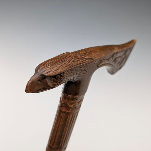 復古雕花棕色杖身鷹頭手柄手杖,90厘米