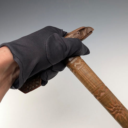 復古雕花棕色杖身鷹頭手柄手杖,90厘米