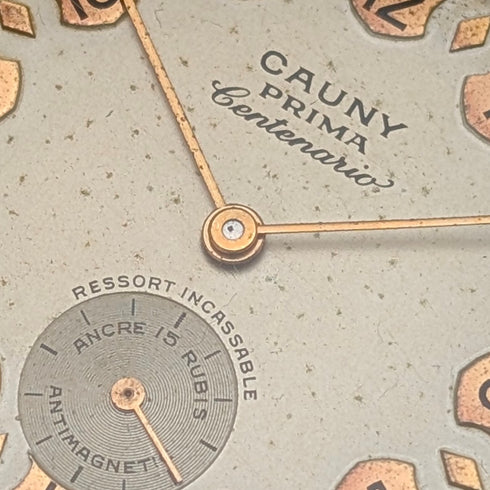 1950年代 スイス Cauny 紳士用腕時計 15石機械式 金張りケース 動作良好