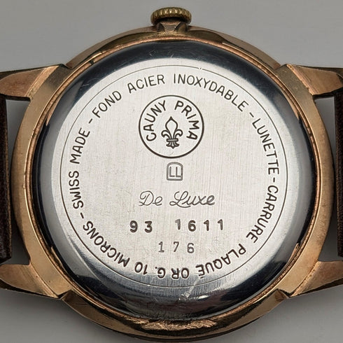 1950年代 スイス Cauny 紳士用腕時計 15石機械式 金張りケース 動作良好