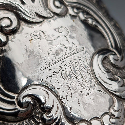 1736 Georgian Sterling Silver Large Mug with Relief, 356g, by Richard Bayley