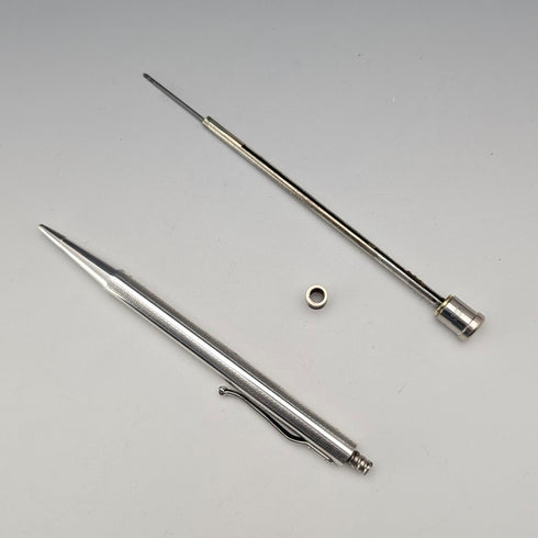 British Vintage Yard O' Red Rhodium Plated Push-On Mechanical Pencil with Paper Box and Instructions