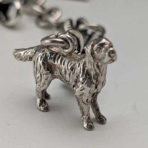 古董英式精美純銀阿爾伯特鏈,46克,配狗形吊墜