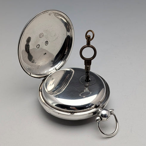 1839 British antique pocket watch with decorative dial and key winding mechanism, 52mm diameter, in good working order