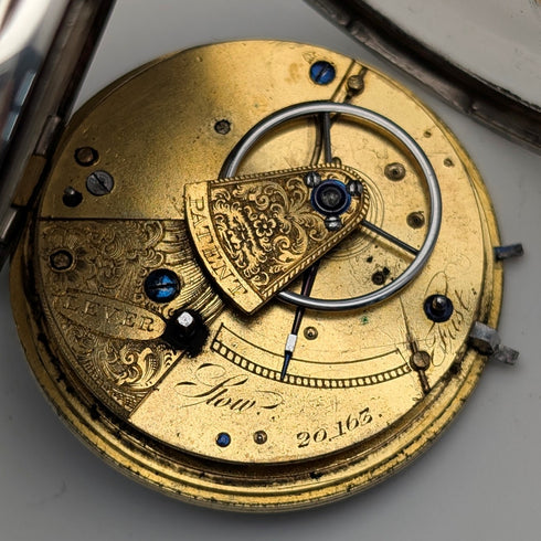 1839 British antique pocket watch with decorative dial and key winding mechanism, 52mm diameter, in good working order
