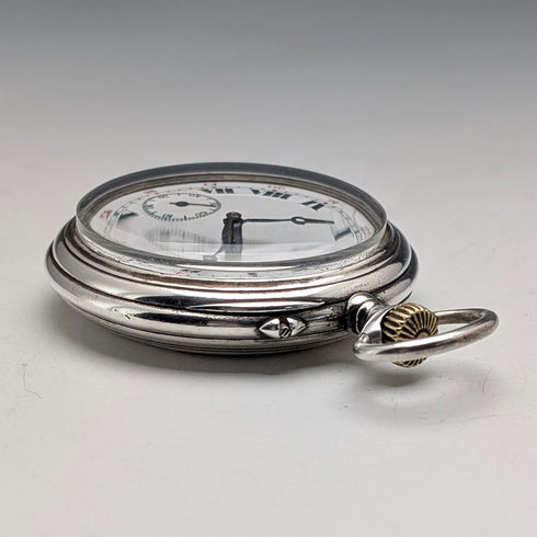 Circa 1919 Antique Longines Pocket Watch, Pure Silver Open Face, Working Good Condition