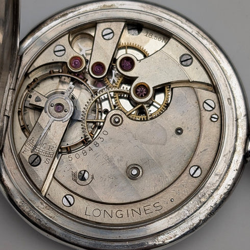 1931年頃 ヴィンテージ ロンジン 懐中時計 銀側ハンターケース 整備済