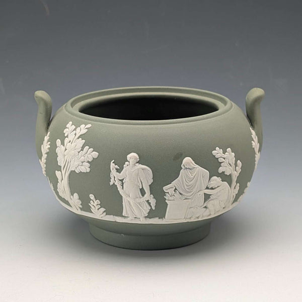 1978 British Vintage Wedgwood Green Jasperware Sugar Bowl (without lid)