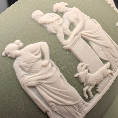 1978 British Vintage Wedgwood Green Jasperware Sugar Bowl (without lid)