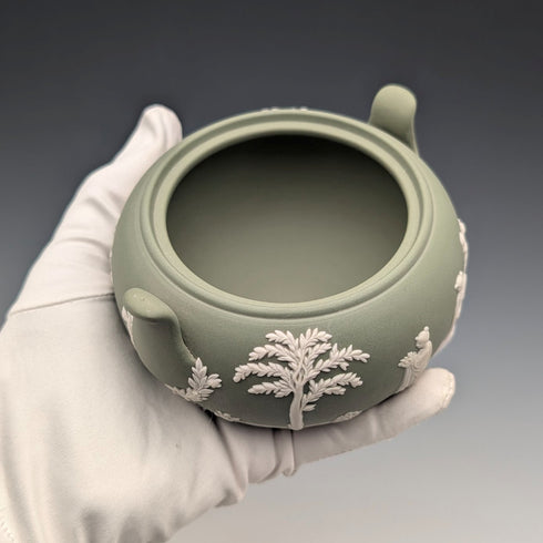 1978 British Vintage Wedgwood Green Jasperware Sugar Bowl (without lid)