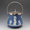Antique British Wedgwood Biscuit Barrel Jasperware Royal Blue