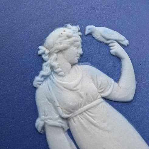 Antique British Wedgwood Biscuit Barrel Jasperware Royal Blue