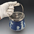 Antique British Wedgwood Biscuit Barrel Jasperware Royal Blue