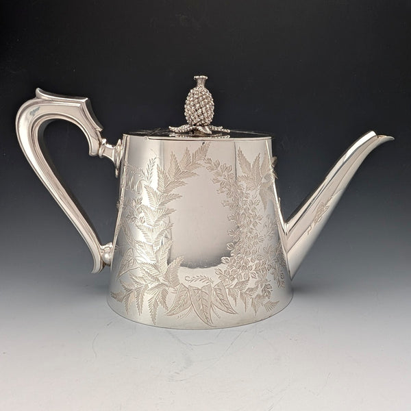 Antique British silver-plated teapot, circa 1887, Mappin & Webb