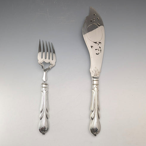 Antique British silver-plated fish server pair by Harrison Brothers & Howson