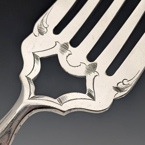 Antique British silver-plated fish server pair by Harrison Brothers & Howson