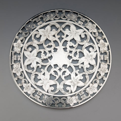 Early 20th Century US Silver Overlay Trivet, Webster Company