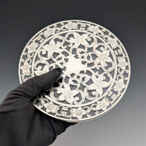 Early 20th Century US Silver Overlay Trivet, Webster Company