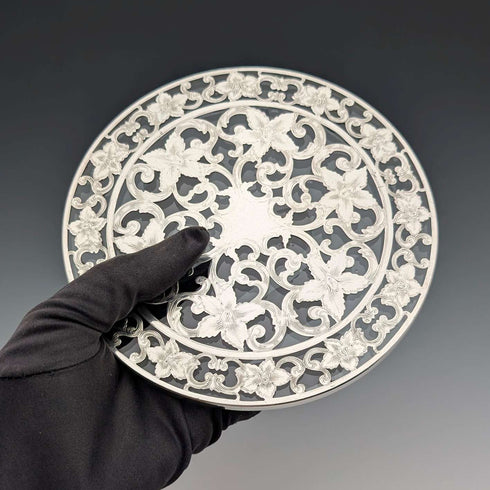 Early 20th Century US Silver Overlay Trivet, Webster Company