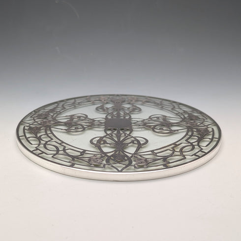 Early 20th Century US Silver Overlay Large Trivet, 20cm Diameter