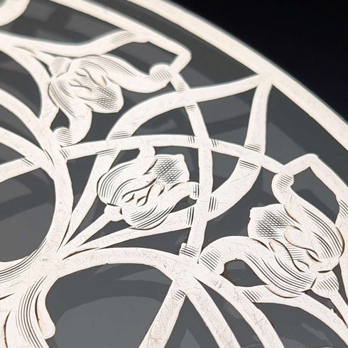 Early 20th Century US Silver Overlay Large Trivet, 20cm Diameter