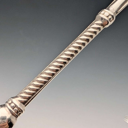 1900年英國古董小叉,珍珠母貝手柄,純銀叉刃,威廉‧德文波特