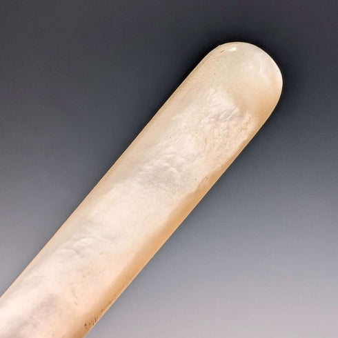 1900年英國古董小叉,珍珠母貝手柄,純銀叉刃,威廉‧德文波特