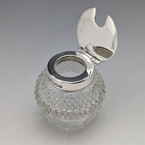 1924 British Antique Sterling Silver and Cut Glass Condiment Set by James Dixon & Sons