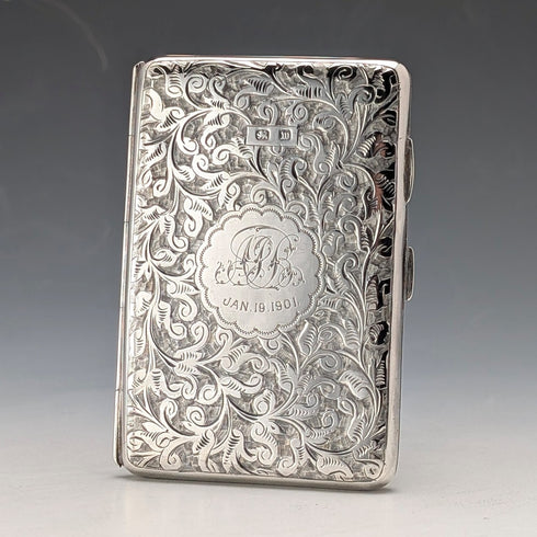 1886年英國古董純銀雙開小卡片盒,重64克,威廉奧利佛