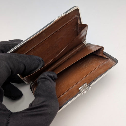 1886年英國古董純銀雙開小卡片盒,重64克,威廉奧利佛