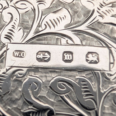 1886年英國古董純銀雙開小卡片盒,重64克,威廉奧利佛