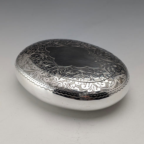1904 British Antique Sterling Silver Pebble-Shaped Snuff Box, 90g, Williams Ltd