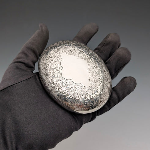 1904 British Antique Sterling Silver Pebble-Shaped Snuff Box, 90g, Williams Ltd