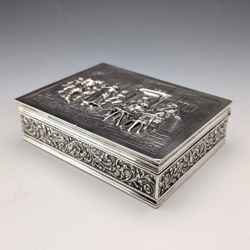 1948 Dutch Vintage Silver Cigarette Box with Wooden Interior