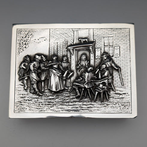 1948 Dutch Vintage Silver Cigarette Box with Wooden Interior