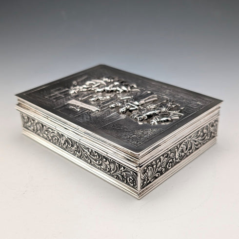 1948 Dutch Vintage Silver Cigarette Box with Wooden Interior