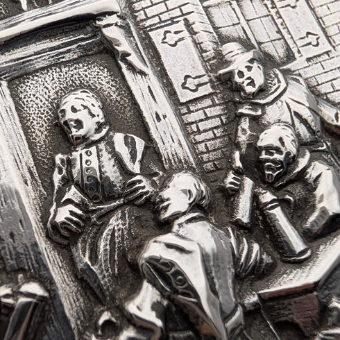 1948 Dutch Vintage Silver Cigarette Box with Wooden Interior