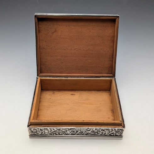 1948 Dutch Vintage Silver Cigarette Box with Wooden Interior