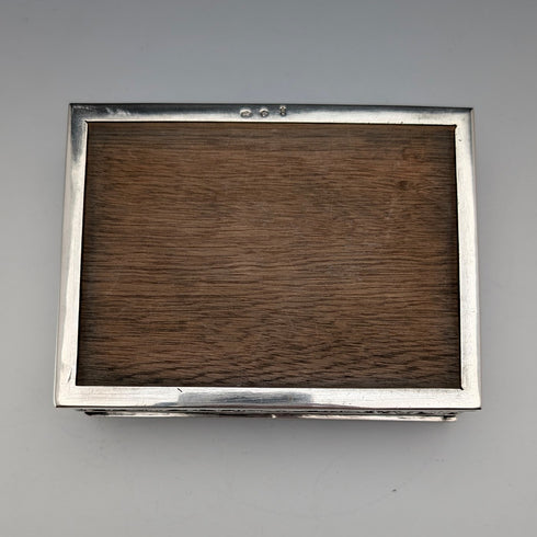 1948 Dutch Vintage Silver Cigarette Box with Wooden Interior
